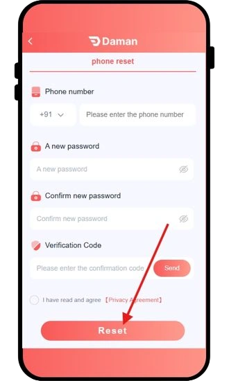 click on reset button